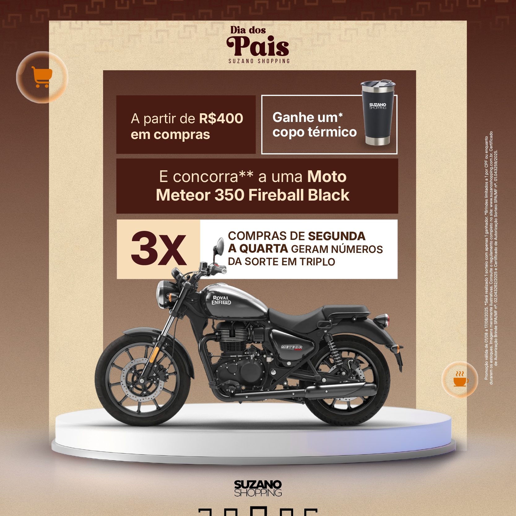 Suzano Shopping celebra Dia dos Pais com sorteio de motocicleta zero km e brindes exclusivos