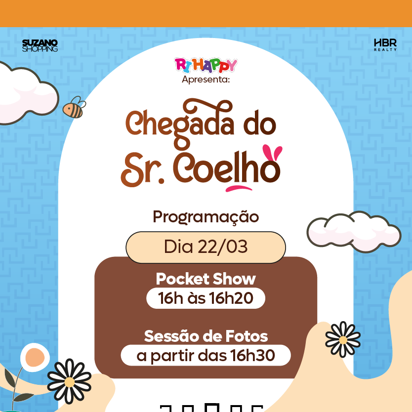🐇 O Sr. Coelho esta vindo pulando para o Suzano Shopping, e ele quer ver você aqui no SZN!