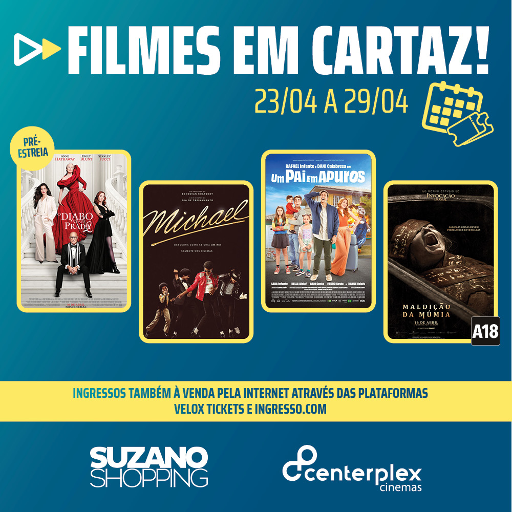 Programação da Semana Centerplex –  23/04 até 29/04