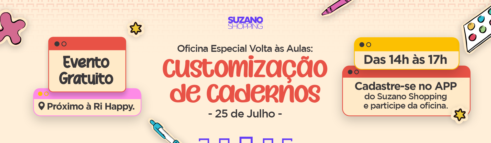 Oficina Volta às Aulas – Customização de Cadernos