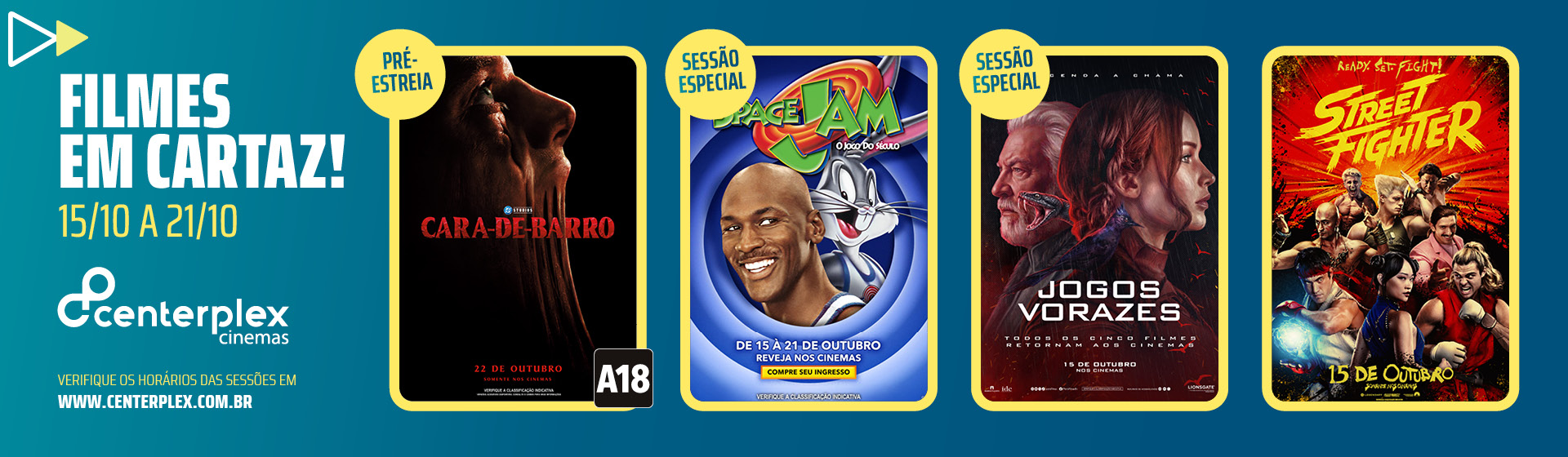 Programação Semanal Centerplex – 15/10 até 21/10